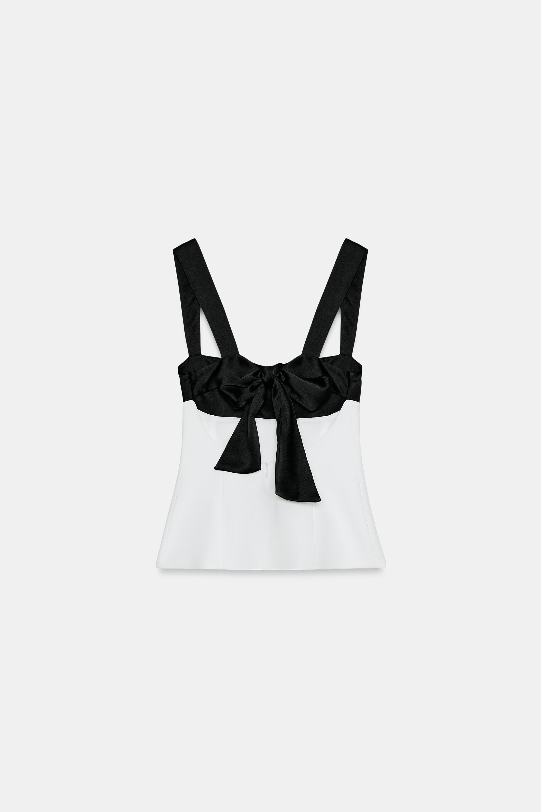 CONTRASTING BACK TIE TOP